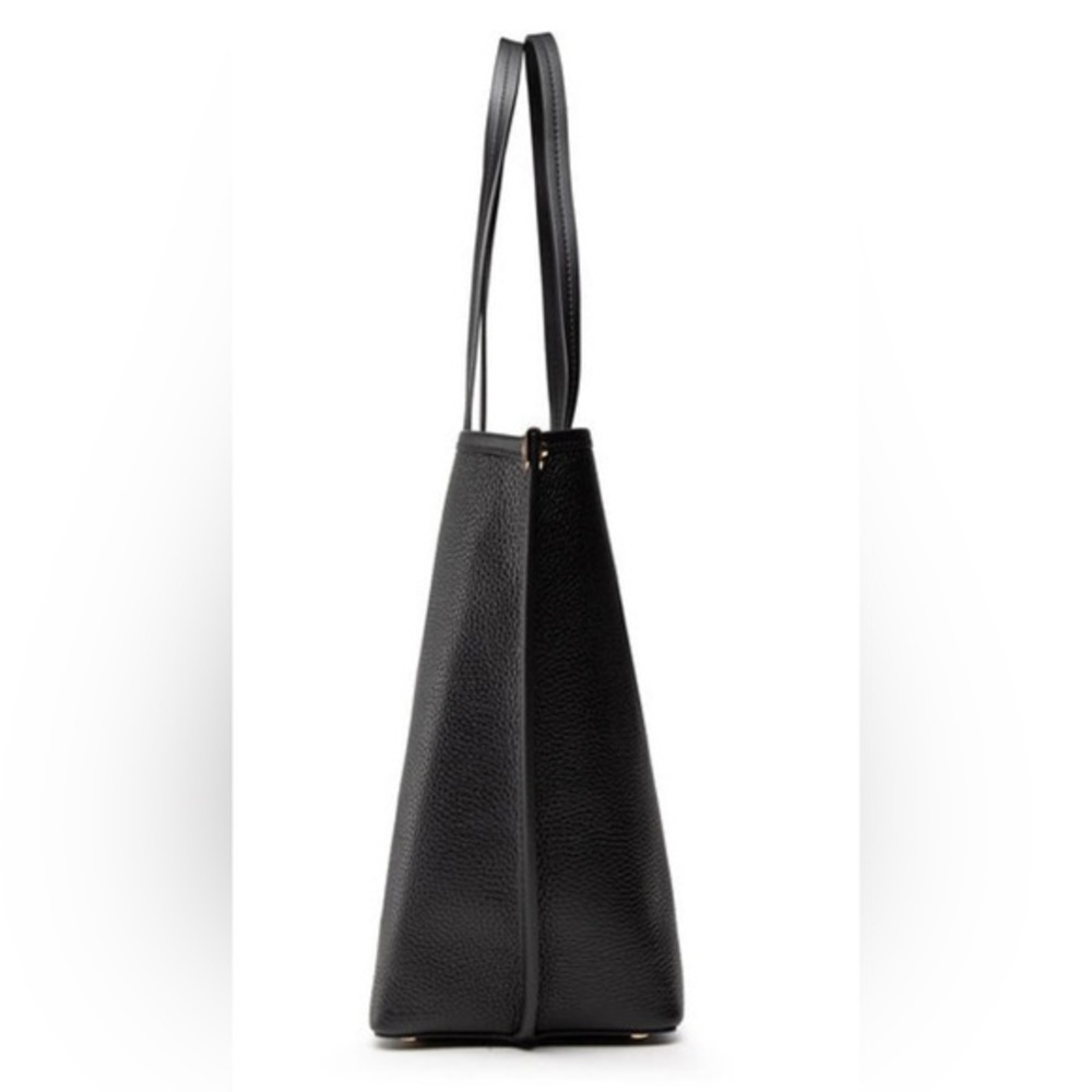 Michael Kors Jane Large Pebbled Leather Black Tote Bag Charm Logo AUTHENTIC NEW - Picture 6 of 10